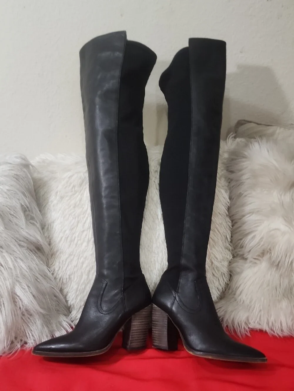 Vince Camuto Cottara Black Over-the-Knee Block Heel Boots